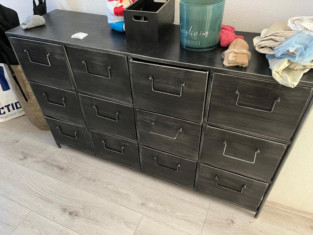 Industrial Metal Chest of Drawers - Cabinet (12 Drawers), Huis en Inrichting, Kasten | Ladekasten, Ophalen, Industrial vintage