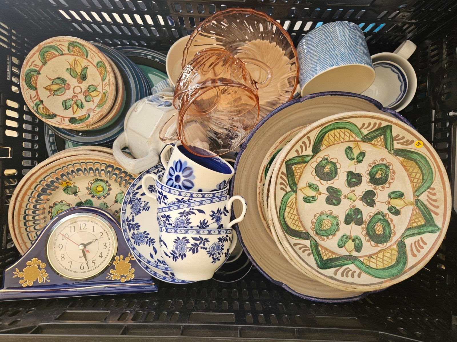 Partij servies decoratie keramiek glas, Ophalen