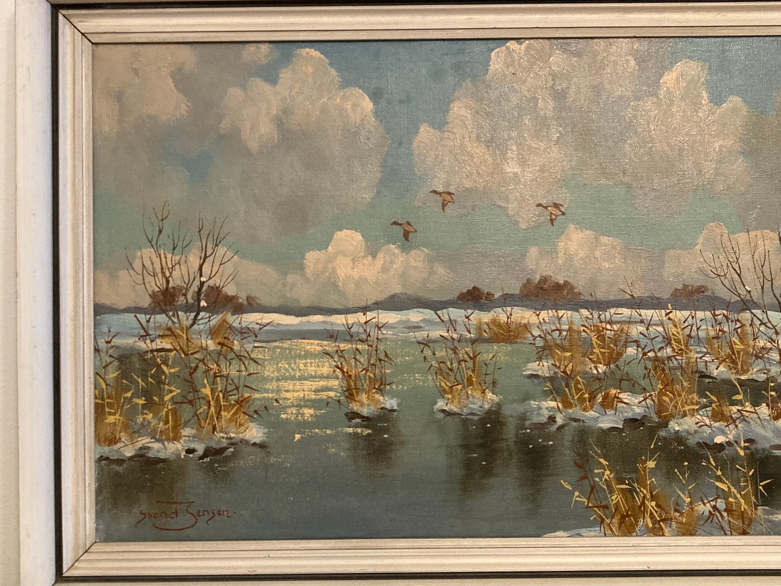 Vintage olieverfschilderij van Svend Jensen, Ophalen, Gesigneerd, Landschap