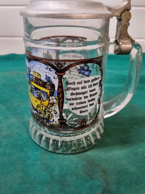 bierpul glas met tinnen deksel, Ophalen of Verzenden, 'T Olde Gre-j, Info@toldegrej.nl, Endepoelstraat 20f Didam
