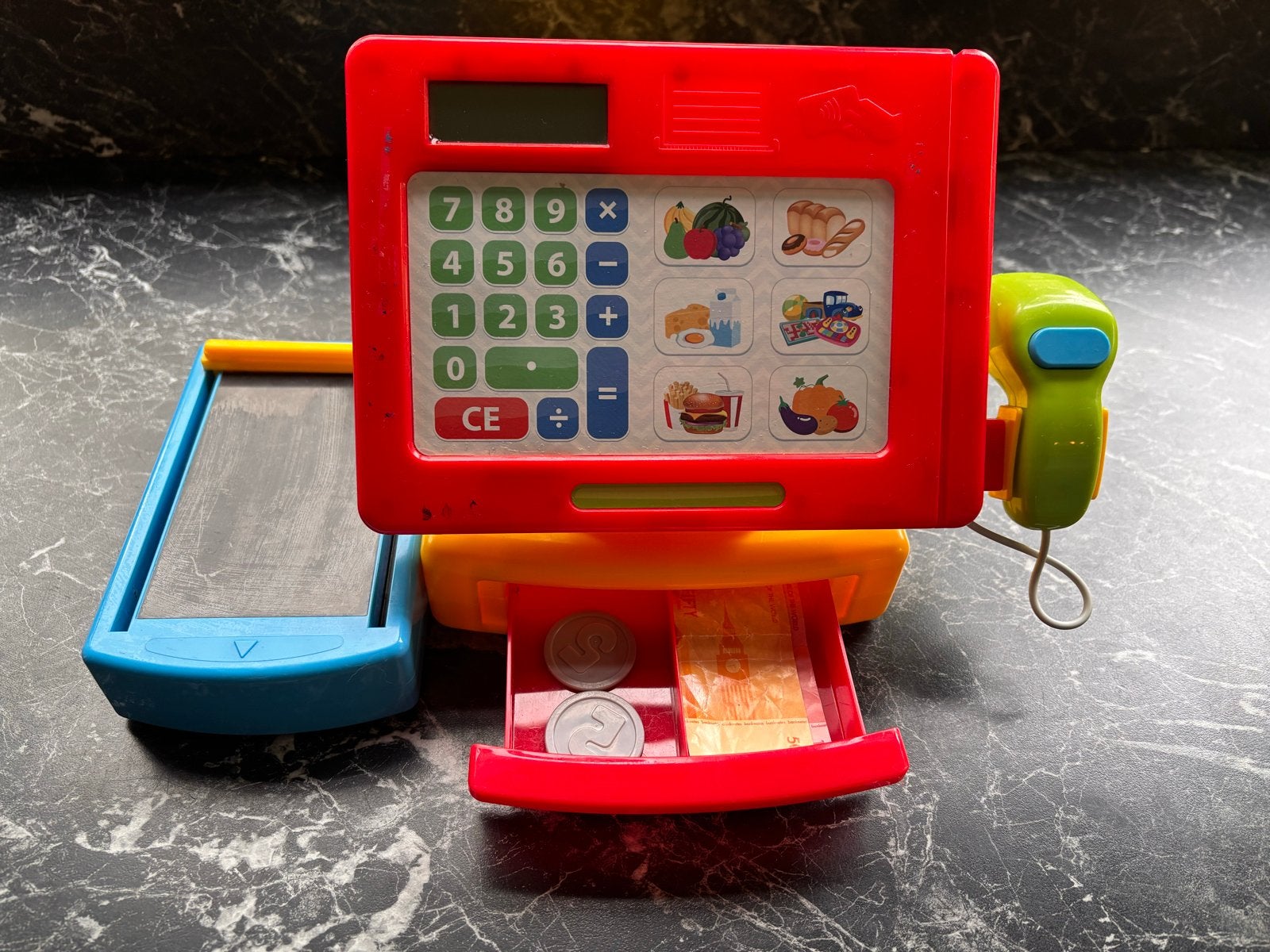 Speelgoed kassa met scanner en geld, Ophalen of Verzenden, Gebruikt, Jongen of Meisje