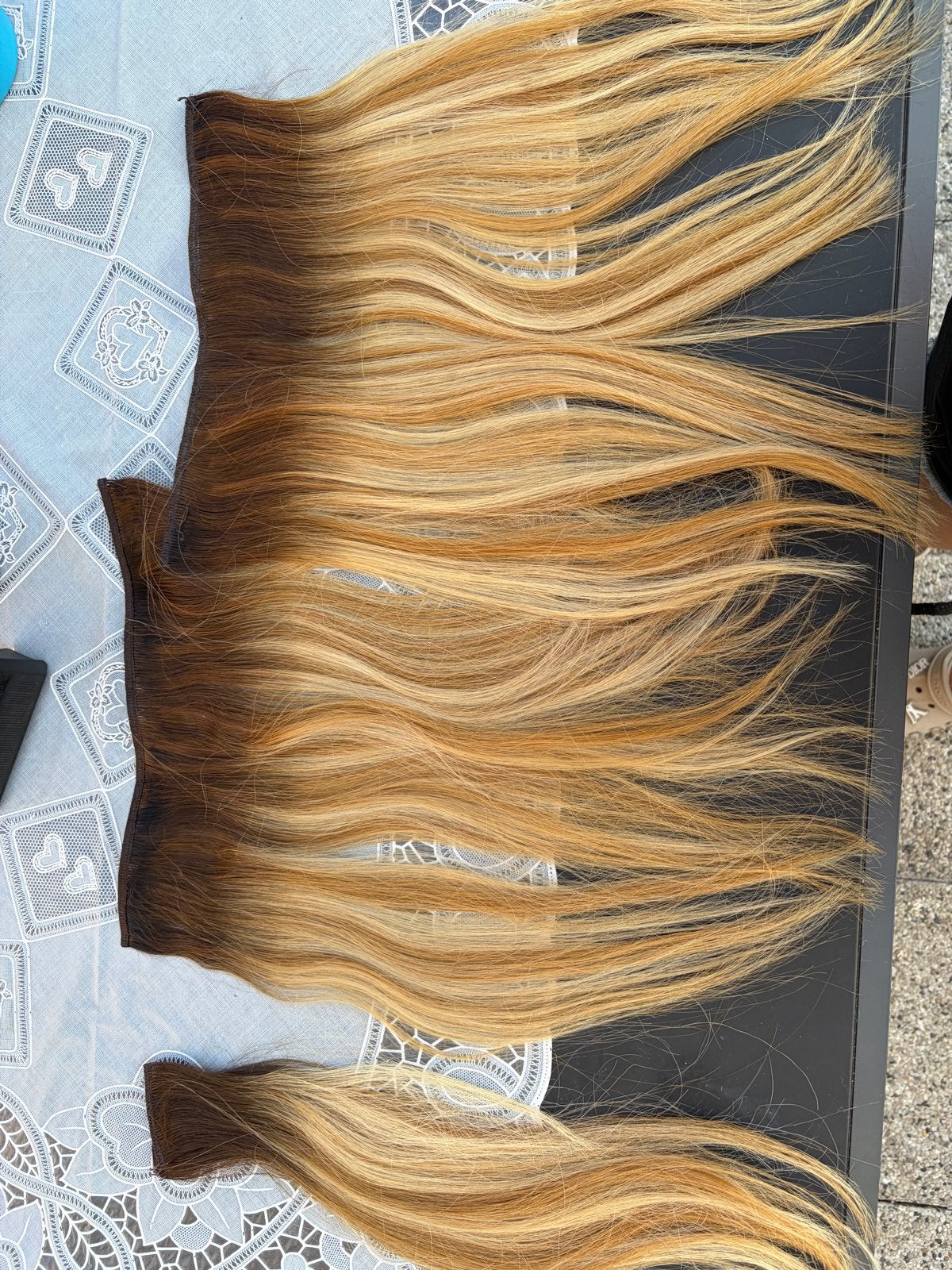 Humano Hair Weft 40 cm - T4-8/613 - Zo goed als nieuw, Ophalen, Zo goed als nieuw, Pruik of Haarverlenging