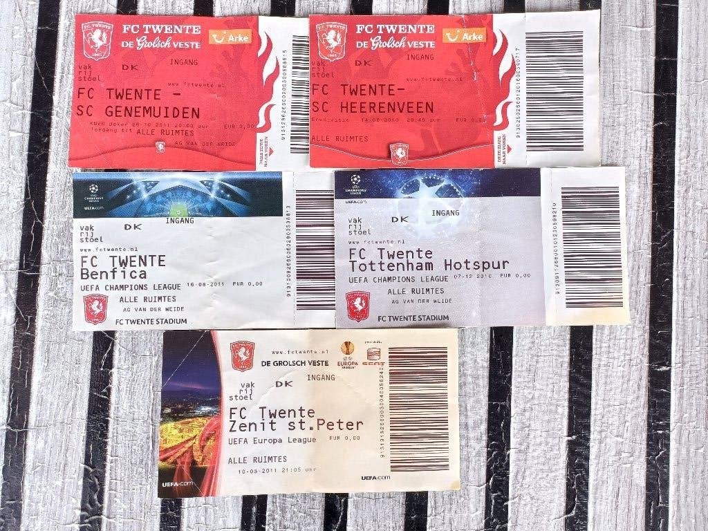 5 oude Entreekaarten FC Twente, Verzamelen, Sportartikelen en Voetbal, Verzenden, Gebruikt, F.C. Twente, Overige typen