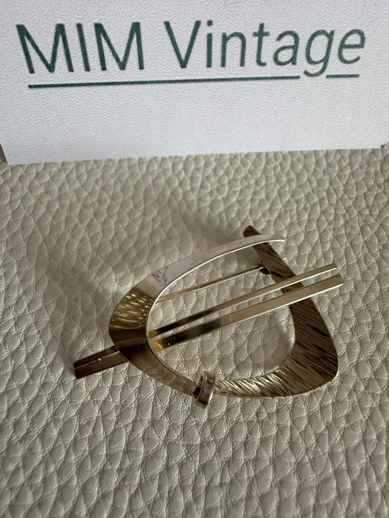 M199/TEKA Zilveren Vintage Modernist Broche, 4 tot 7 cm, Gebruikt, Verzenden, X