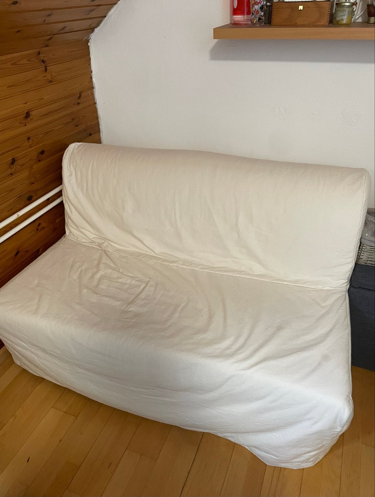 IKEA Lycksele slaapbank (2-zits, 140x188) met hoes, Ophalen, Wit, Tweepersoons, Zo goed als nieuw