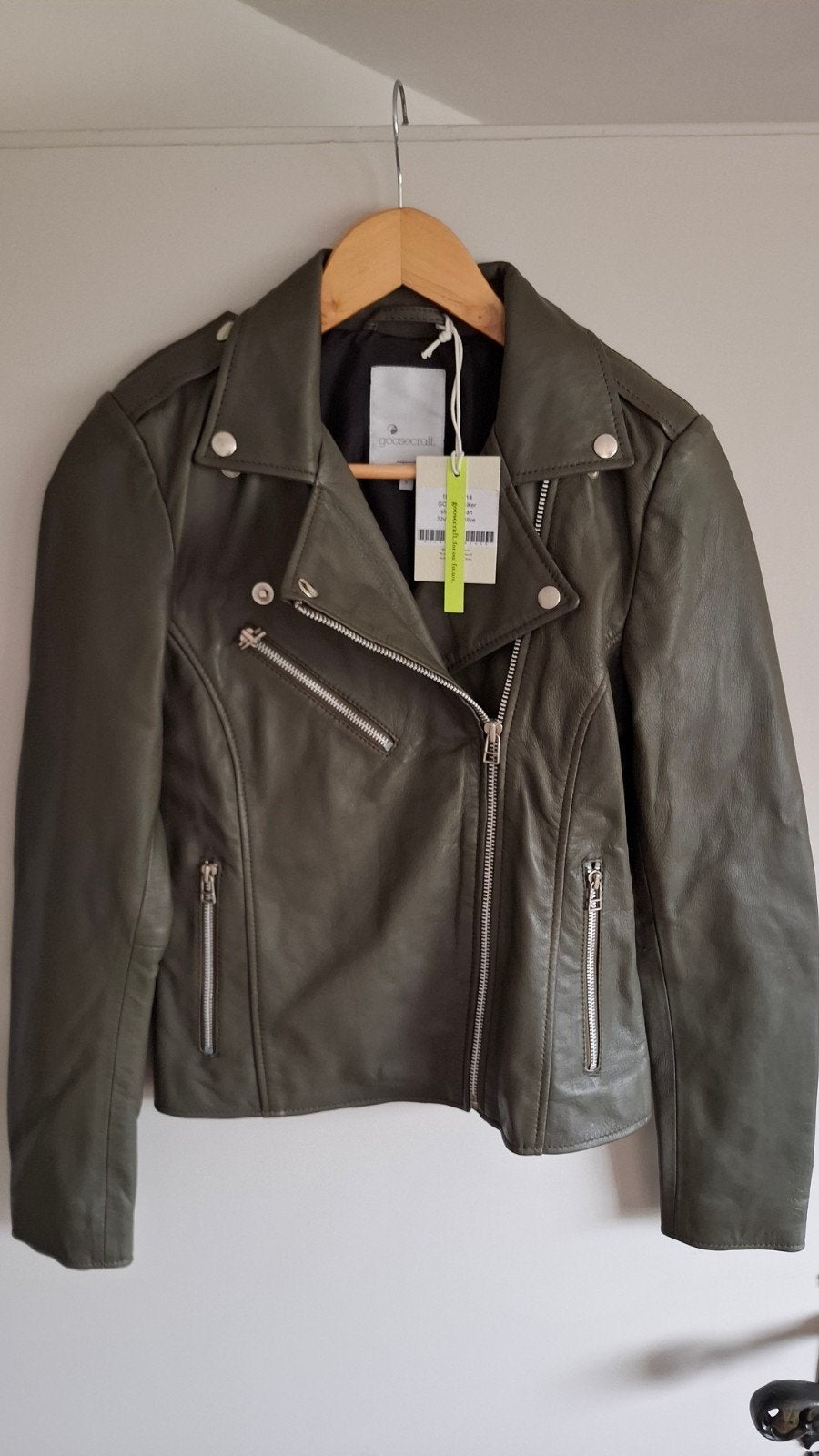 Nieuw €280 Goosecraft leren stoer vintage jack bikerjack S, Ophalen of Verzenden, Nieuw, Maat 36 (S), Bruin