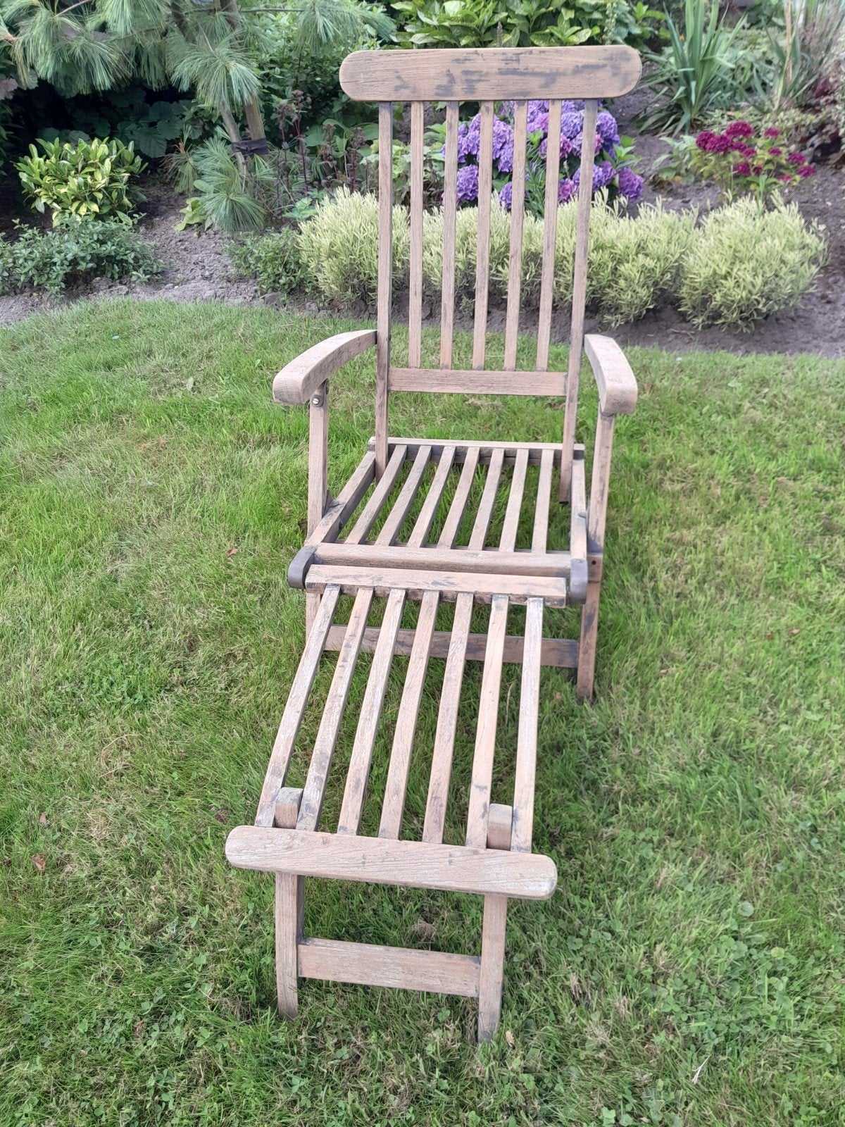 Teakhouten deckchair/ tuinstoel., Tuin en Terras, Tuinstoelen, Ophalen, Gebruikt, Teakhout, Verstelbaar