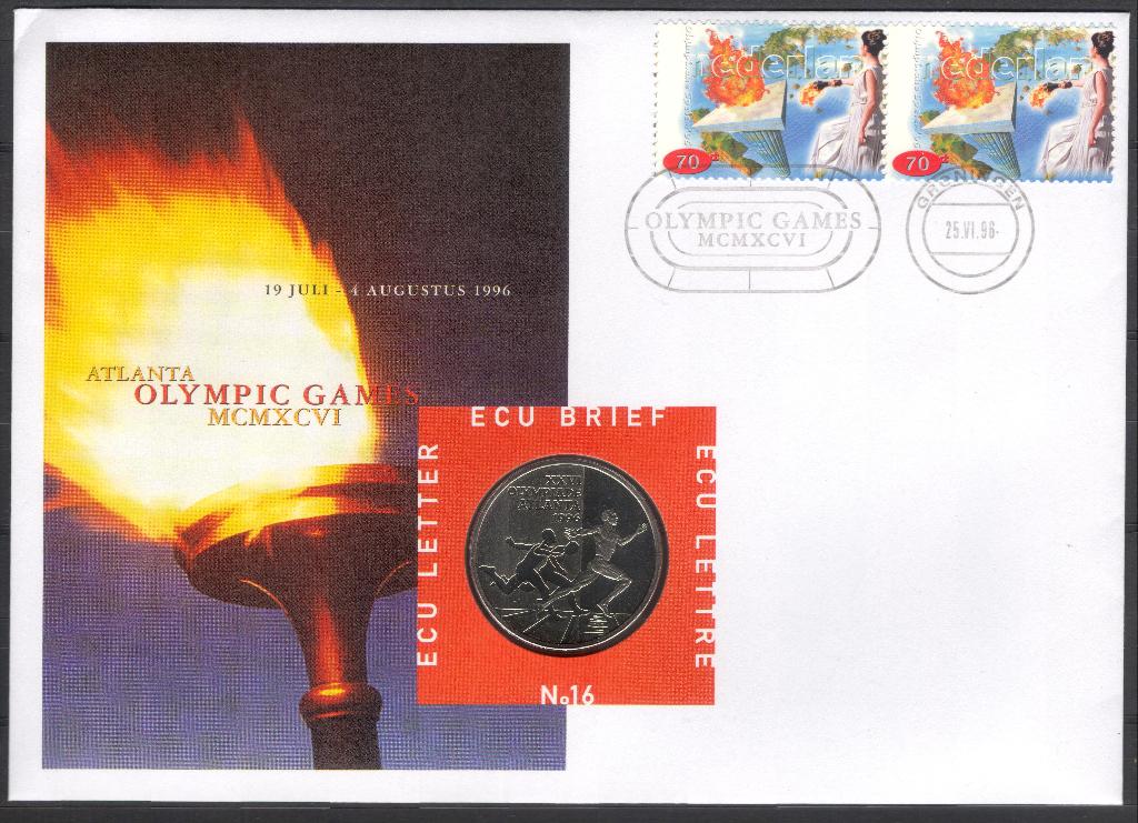 Ecubrief 16 - Olympische Spelen Atlanta 1996, Postzegels en Munten, Postzegels | Eerstedagenveloppen, Verzenden, Onbeschreven
