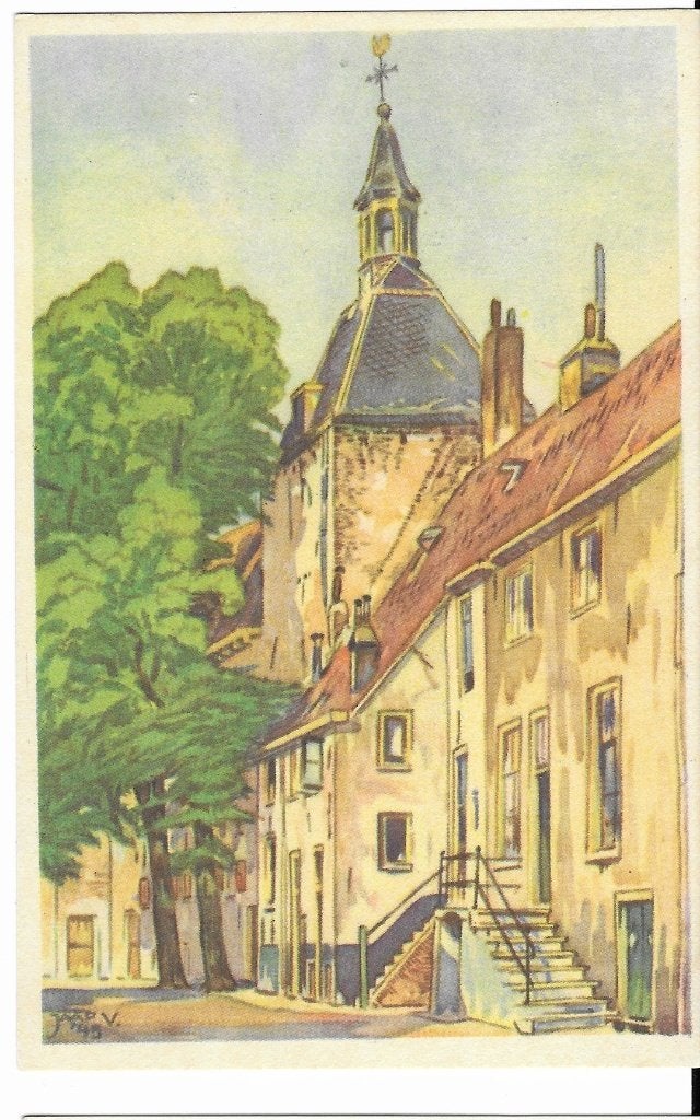 Amersfoort, 't Latijntje, Muurhuizen, Jaap van Veen 1945?, Ophalen of Verzenden, 1940 tot 1960, Ongelopen, Utrecht