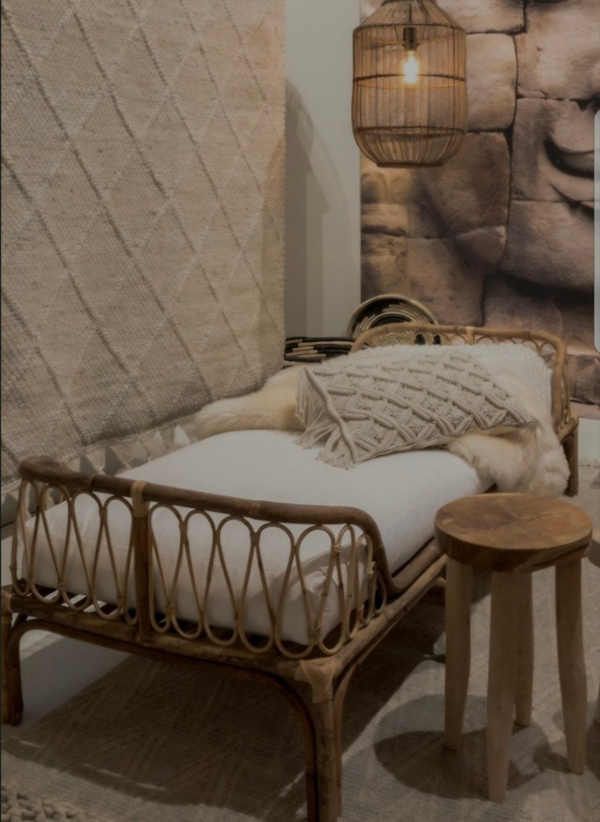 Kinderbed Noor met rotan hoofdeinde + matras, Ophalen, Overige materialen, 90 cm, Eenpersoons