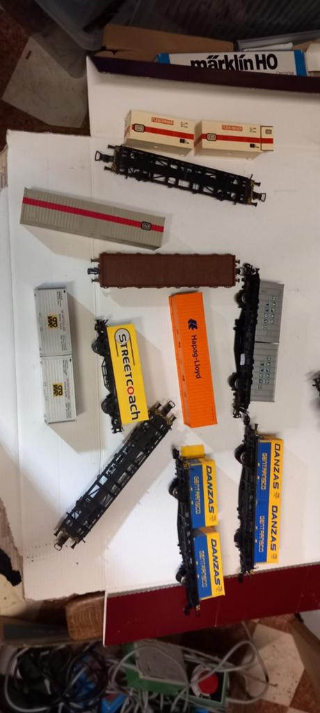Te koop 7 x marklin container transport wagons ho Wisselstro, Hobby en Vrije tijd, Modeltreinen | H0, Wisselstroom, Verzenden