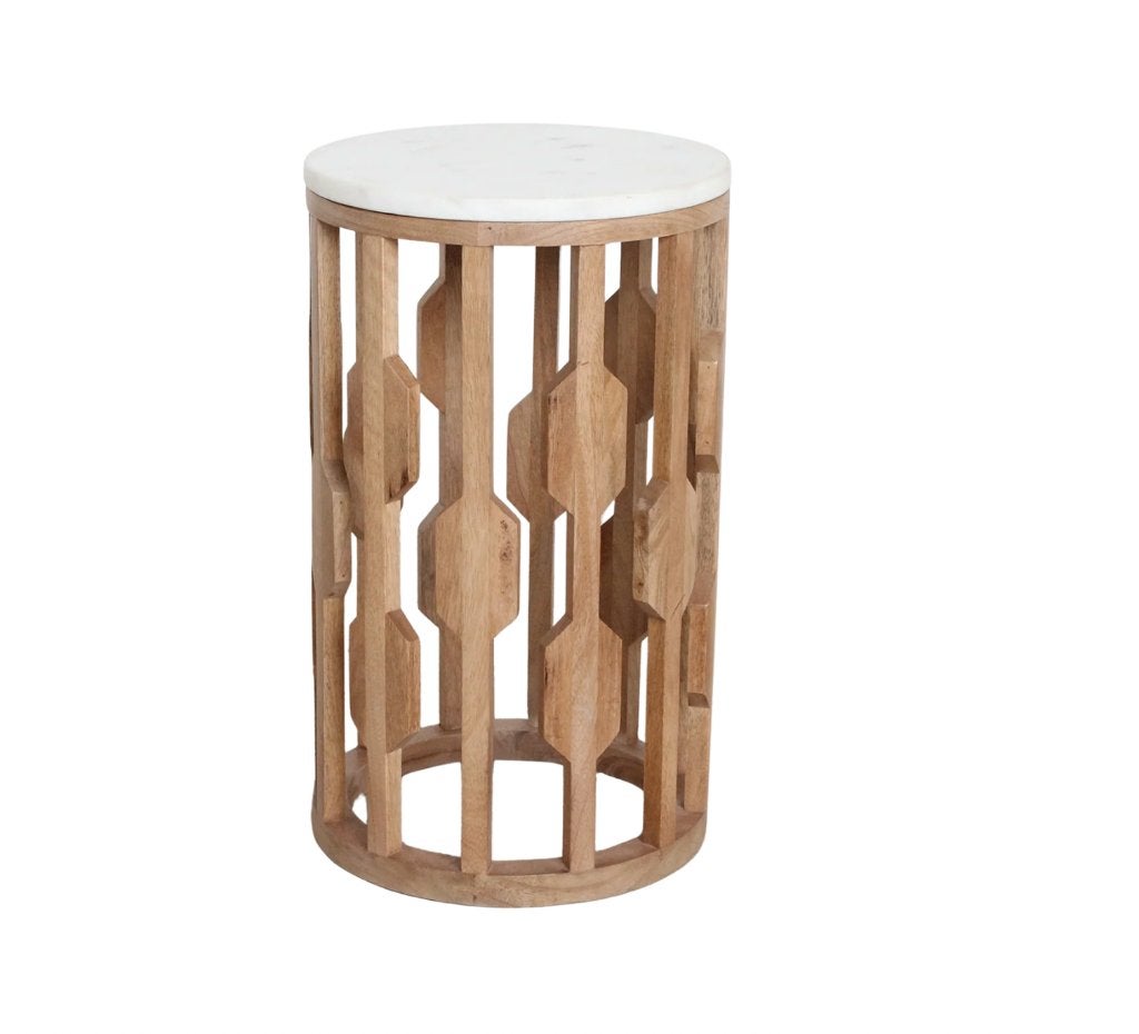 Raw Materials Atjeh Bijzettafel Marmer Wit | Van €249, nu, 45 tot 60 cm, Minder dan 55 cm, Raw Materials, Raw Materials