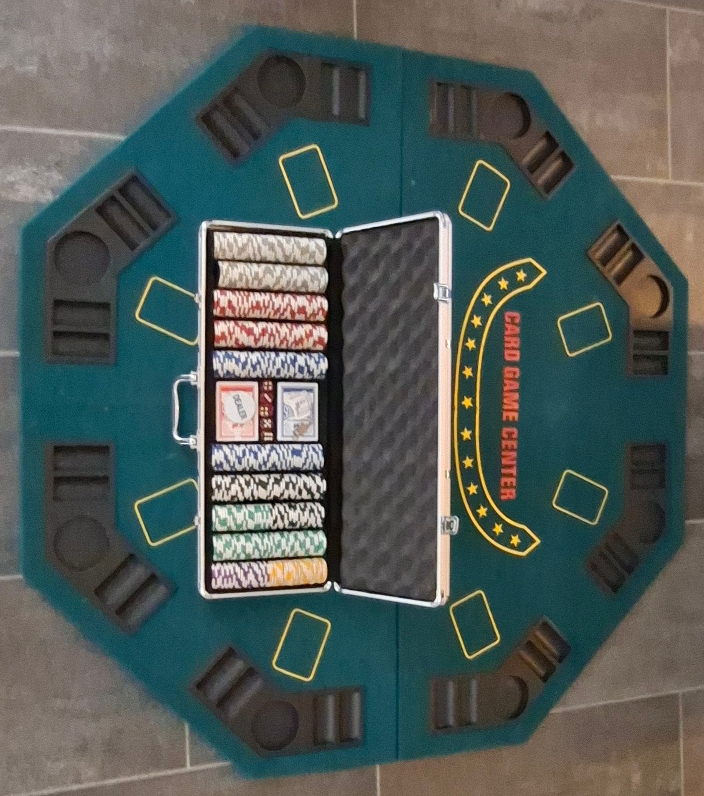 Pokertafel met complete pokerset in koffer, Hobby en Vrije tijd, Drie of vier spelers, Ophalen of Verzenden, Gebruikt