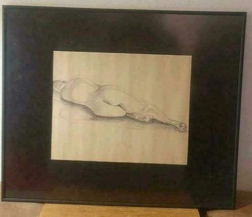 Tekening naaktmodel op rug gesigneerd Jan ?, Ophalen