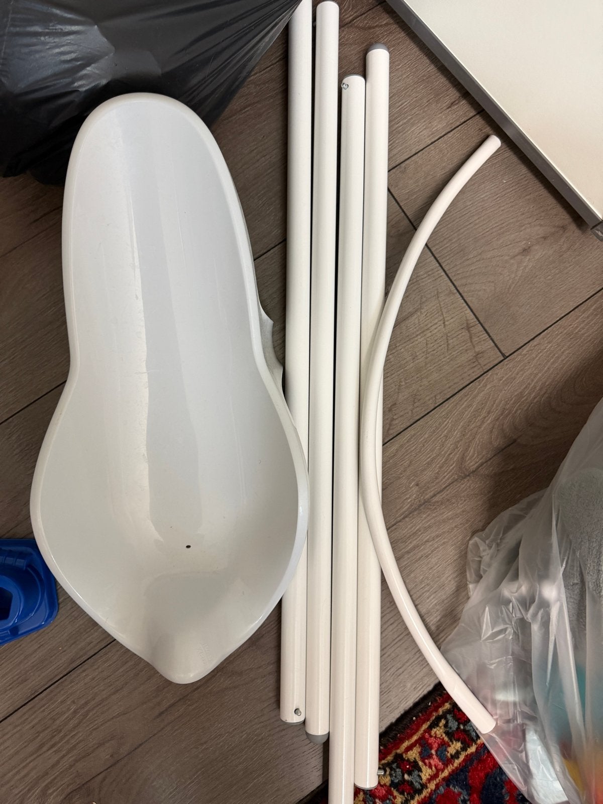 Zitverkleiner kinderbadje, stokken en afvoerslang, Ophalen, Gebruikt