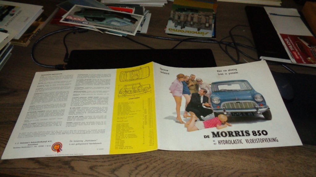 Folder  DE  MORRIS  850  ,  1965, Boeken, Auto's | Folders en Tijdschriften, Verzenden, Zo goed als nieuw, Overige merken