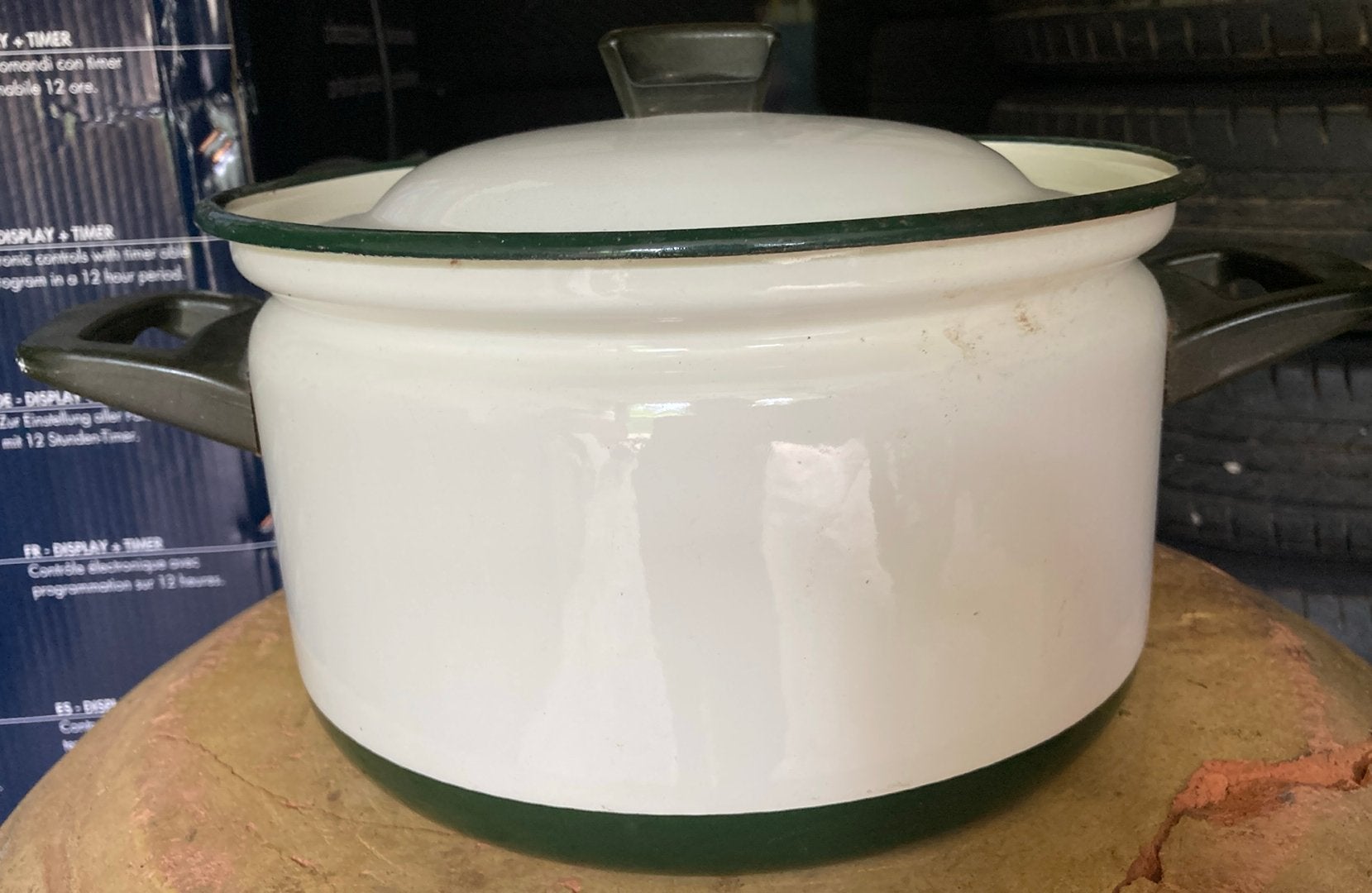 Vintage geëmailleerde pan met handvatten, Ophalen of Verzenden