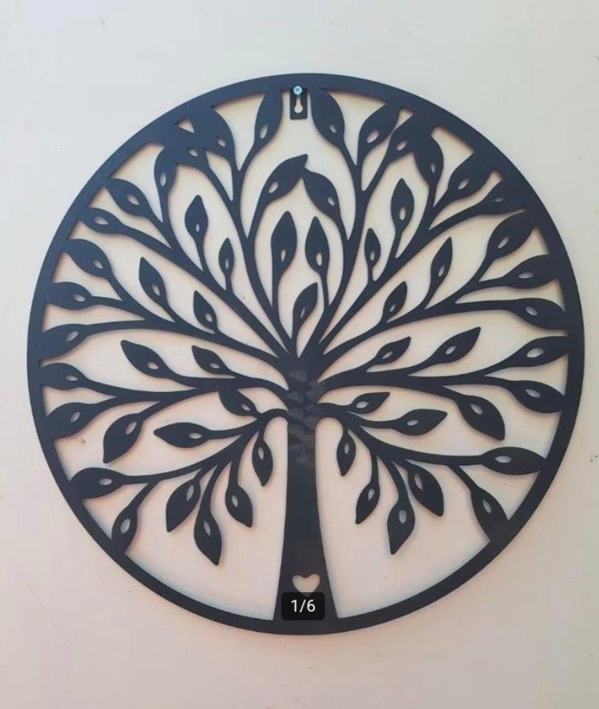 Metalen wanddecoratie levensboom Ø 52 cm zwart, Verzenden, Nieuw