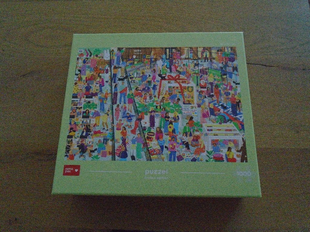 HEMA puzzel (lichtgroene doos), Ophalen, 500 t/m 1500 stukjes, Zo goed als nieuw, Legpuzzel