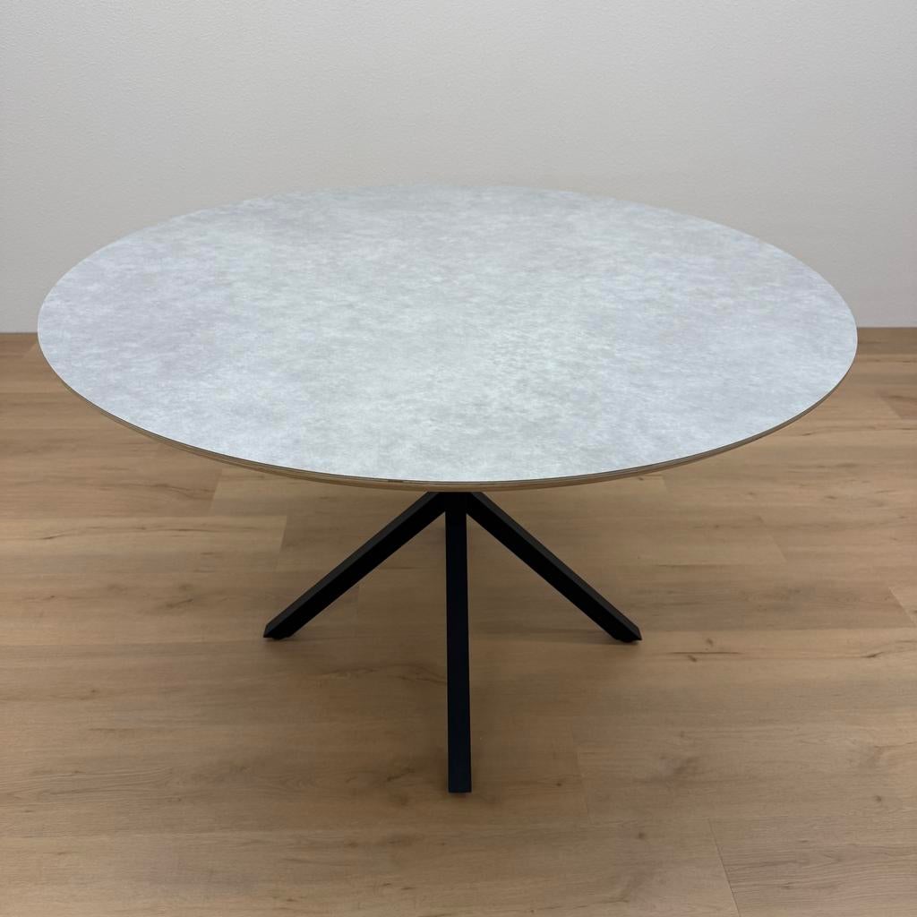 Ronde eettafel HPL Marmer 130cm - Direct Leverbaar, Rond, Ophalen of Verzenden, Zo goed als nieuw, Vijf personen of meer