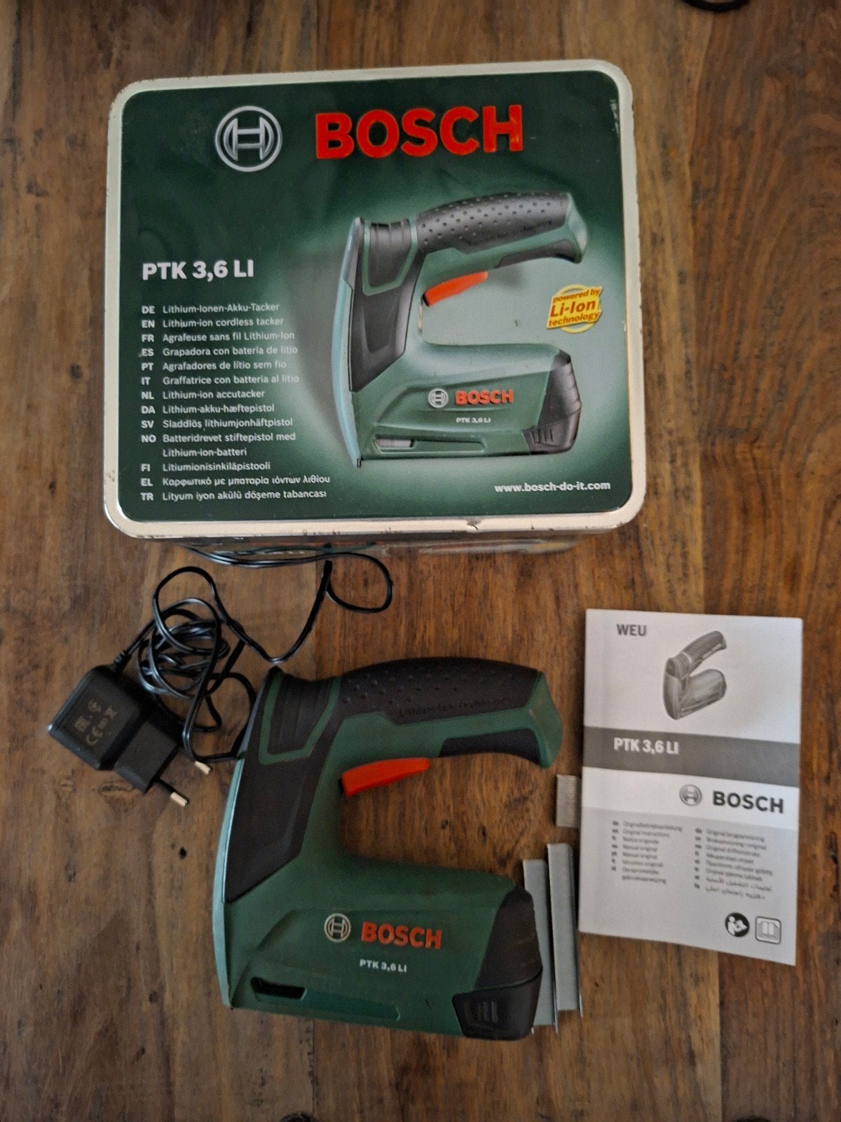 Bosch PTK 3,6 LI Lithium-ion Accutacker, Doe-het-zelf en Verbouw, Gereedschap | Handgereedschap, Ophalen, Zo goed als nieuw, Tacker/nietmachine