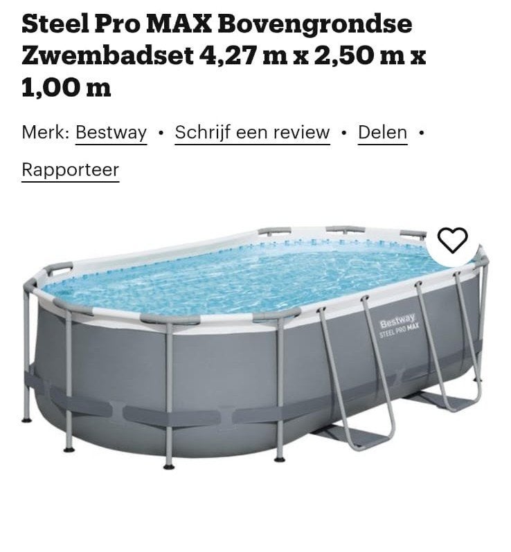 Bestway Steel Pro MAX Bovenopzetzwembad 4,27 x 2,50 x 1,00m, Tuin en Terras, Zwembaden, Ophalen of Verzenden