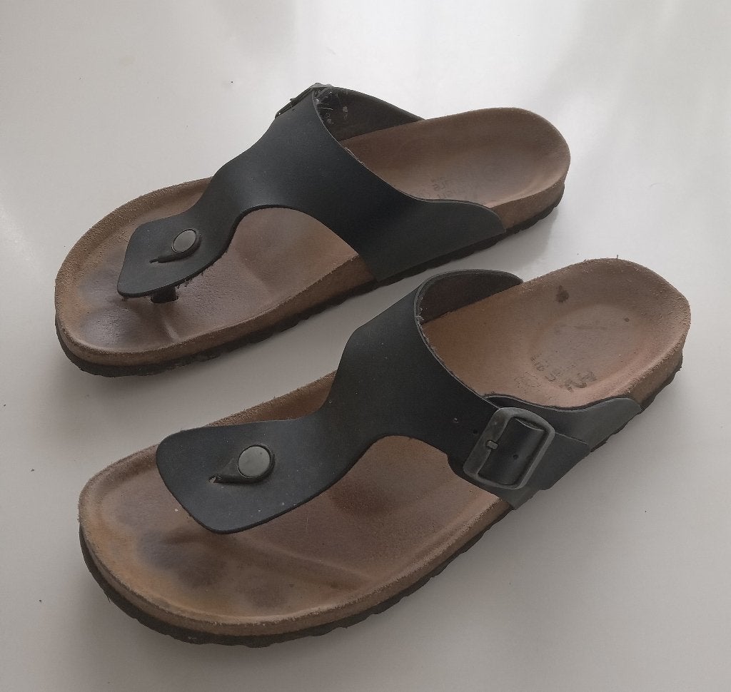 Human Nature zwarte leren slippers, maat 45, Verzenden, Zwart, Stichting Angel's Choice, Angelschoice@gmail.com