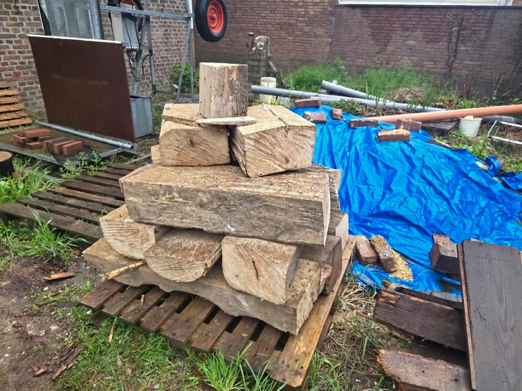 Oude Eiken Balken 20x30cm - Diverse Lengtes, Doe-het-zelf en Verbouw, Hout en Planken, Ophalen, Gebruikt, Eiken, 50 mm of meer
