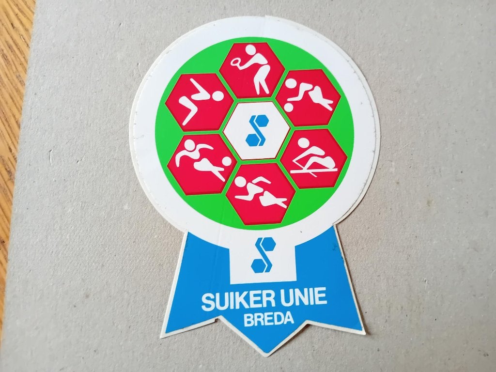 Suiker Unie Breda sticker Olympische Spelen München 1972, Ophalen of Verzenden, Zo goed als nieuw, Bedrijf of Vereniging