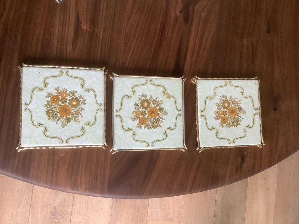 3X vintage pannen onderzetters, Ophalen of Verzenden, Zo goed als nieuw