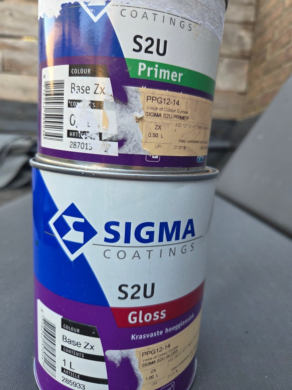Sigma hoogglanslak en primer, kleur PPG 12-14 (oakergeel), Minder dan 5 liter, Ophalen of Verzenden, Nieuw, Lak