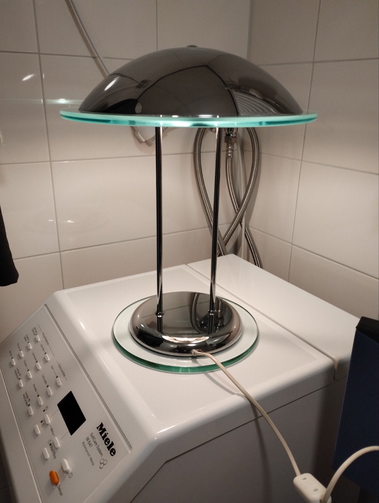 Vintage jaren tachtig Herda ufo lamp, Wit, Ophalen, Glas, Vintage