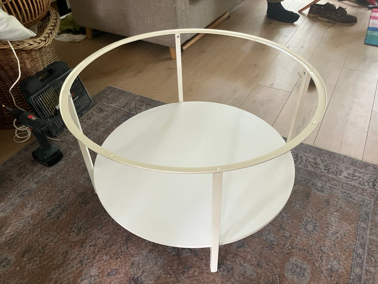 Ikea tafel wit met glazen blad, Ophalen, Gebruikt, Glas, Rond