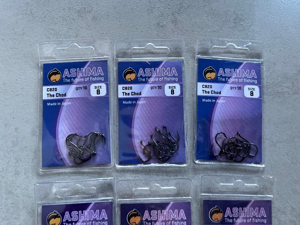 adv 165 / NIEUW set 6 pakjes karperhaken ASHIMA C820, Watersport en Boten, Hengelsport | Karpervissen, Ophalen of Verzenden, Nieuw