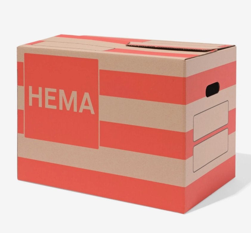 Hema verhuisdoos 48.5x32x36cm karton strepen, Ophalen, Minder dan 35 cm, Minder dan 40 cm, Doos