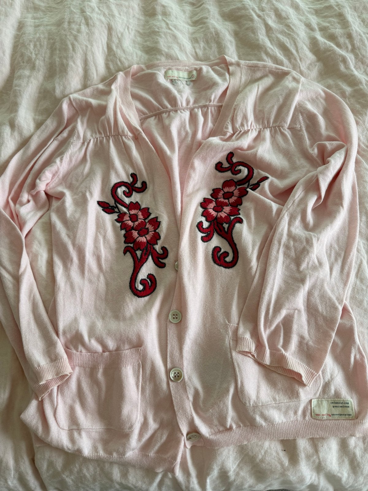 Odd Molly Roze Vest met Geborduurde Bloemen Maat M, Ophalen of Verzenden, Gedragen, Maat 38/40 (M), Roze