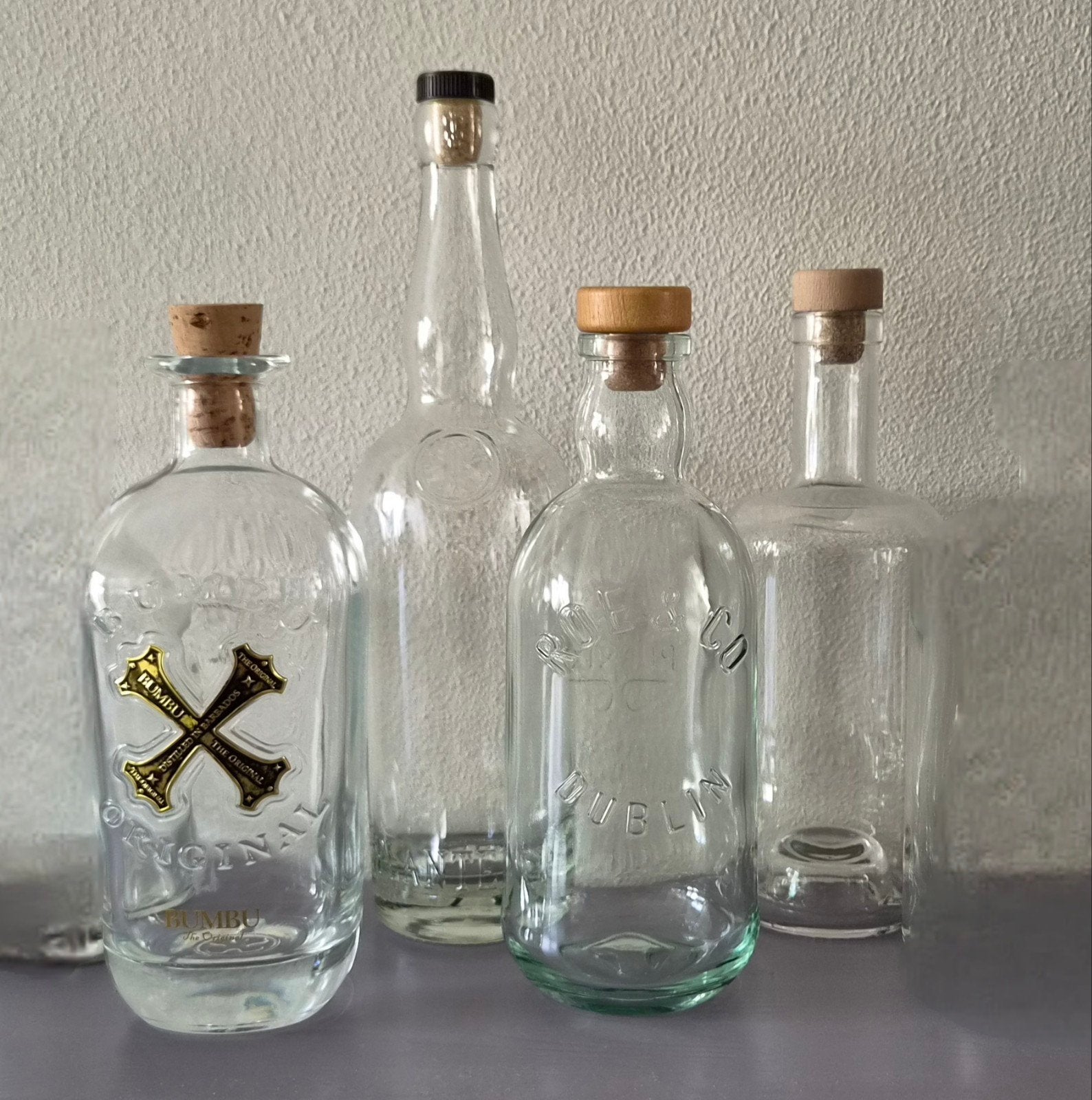 4 Lege flessen voor water, eigen drank of decoratie, Ophalen of Verzenden, Zo goed als nieuw, Overige typen