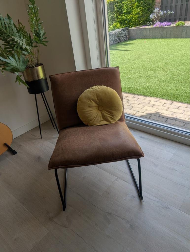 Zo goed als nieuwe fauteuil James van Leenbakker, Huis en Inrichting, Ophalen, Modern, Industrieel, 75 tot 100 cm, Zo goed als nieuw