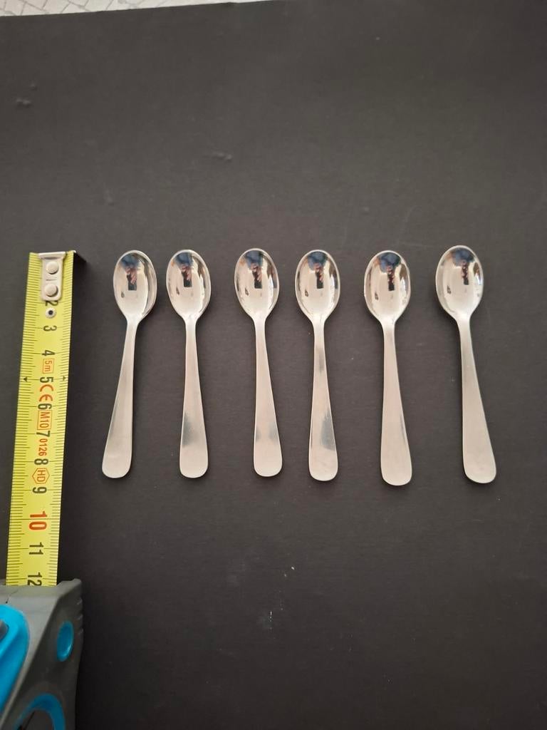 Set van 6 roestvrij stalen advocaat lepeltjes., Ophalen of Verzenden