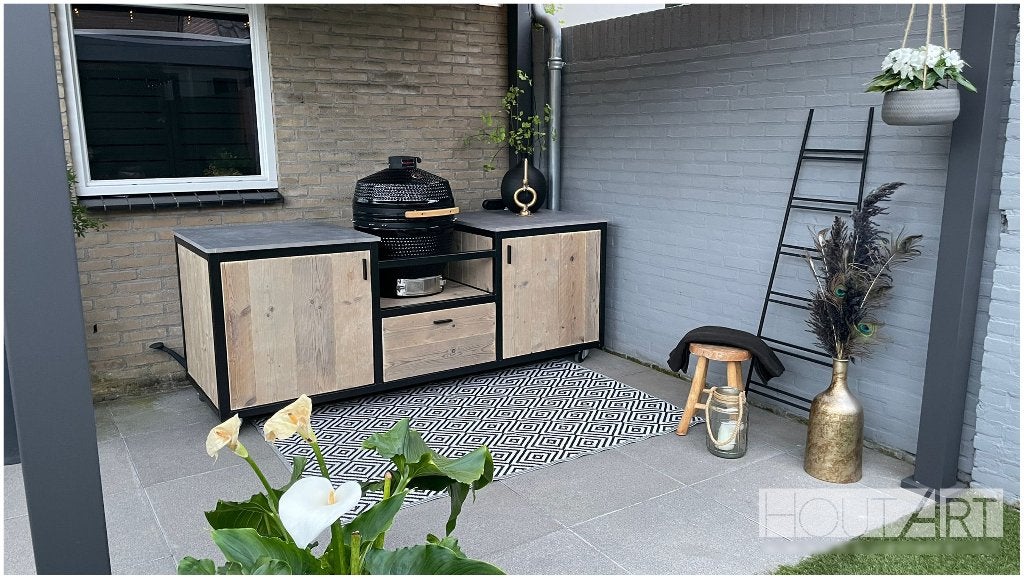 Buitenkeuken Kamado Egg stalen frame met steigerhout!, Houtskool, Info@hout-art.nl, Nieuw, Ophalen of Verzenden