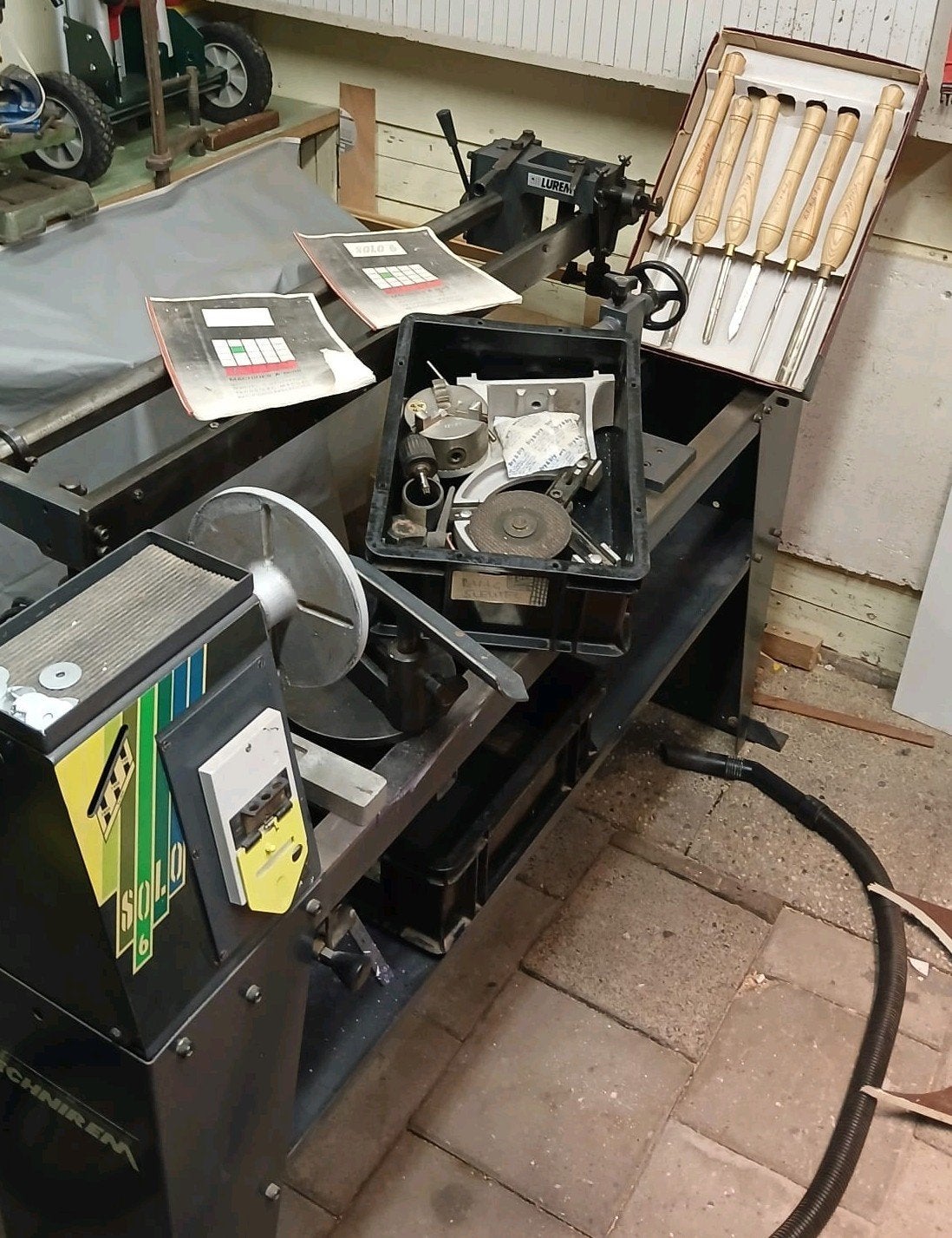 Technitem Solo 6 Houtdraaibank met accessoires, Doe-het-zelf en Verbouw, Ophalen, Gebruikt, Houtdraaibank, 500 tot 1000 mm