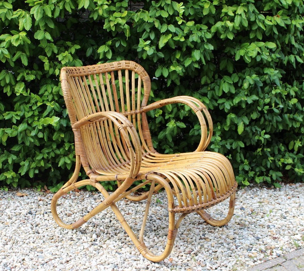 vintage bamboo Rohe stoel / fauteuil, Ophalen