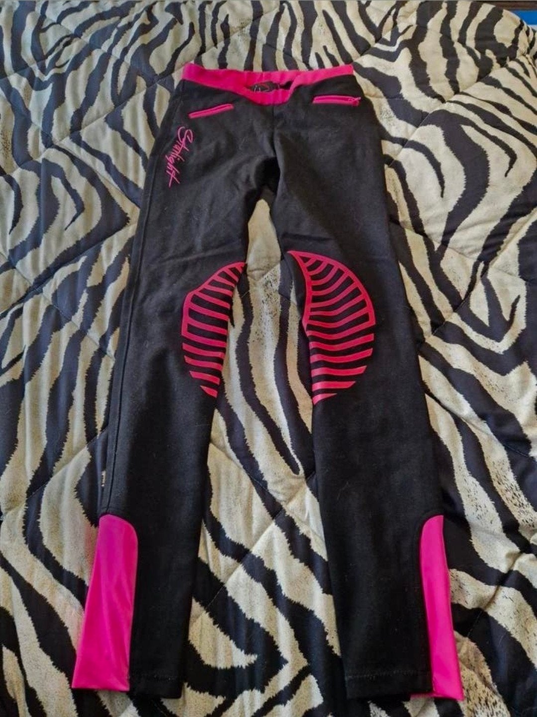 Knal roze zwarte rijbroek, Dieren en Toebehoren, Paardrijkleding, Ophalen, Nieuw, Dressuur, Onderkleding