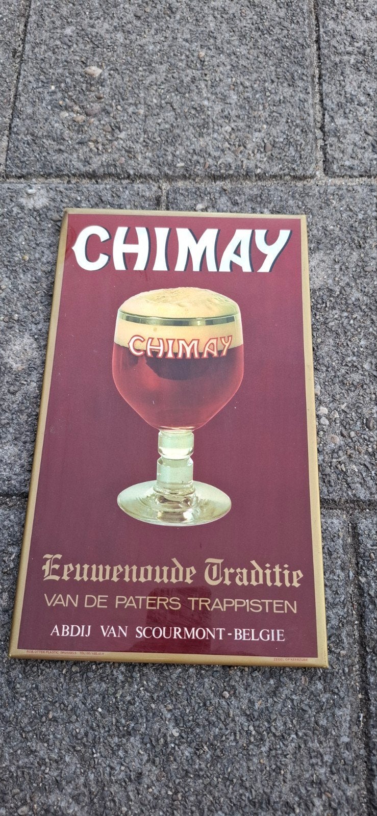Chimay reclameplaatje trappisten bier abdij scourmont, Ophalen of Verzenden, Reclamebord, Plaat of Schild, Overige merken