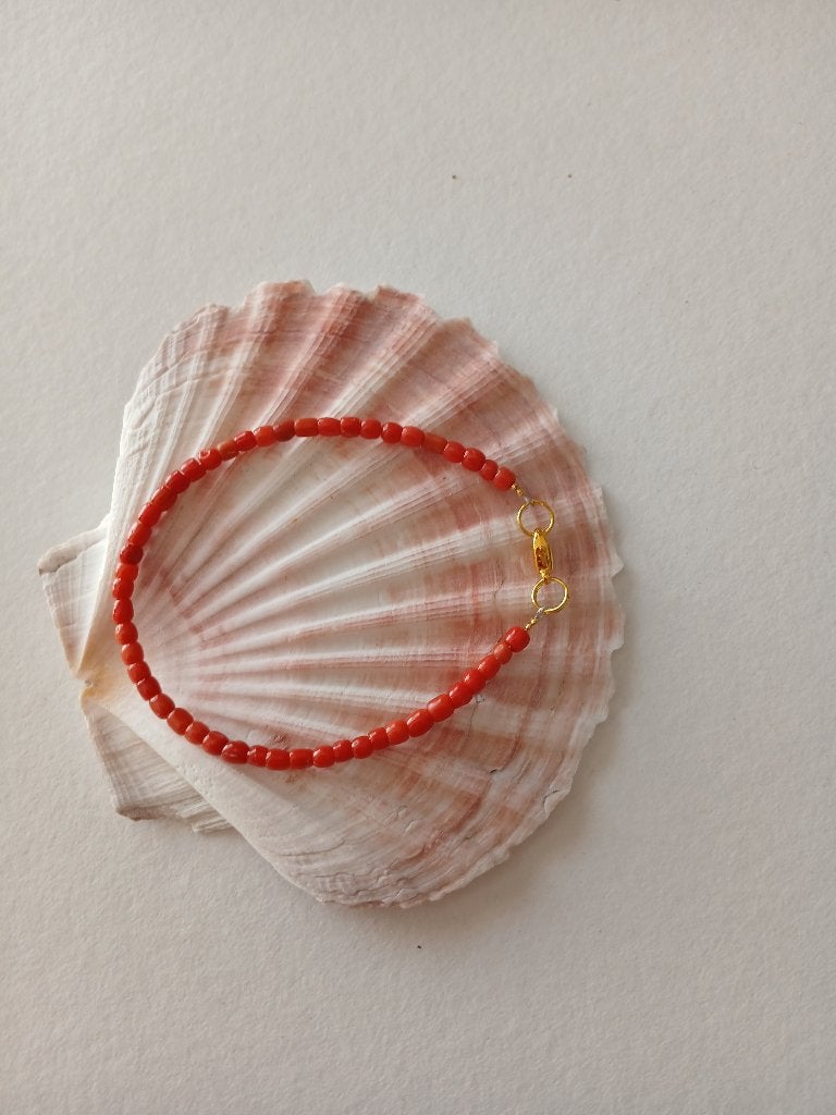 Armband van bloedkoralen, 19 cm, Verzenden, Gebruikt, Oranje, Overige materialen