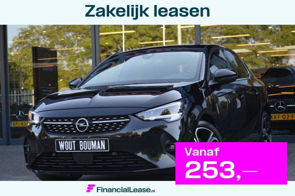 Opel Corsa 1.2 Turbo 100 pk Elegance Led Panorama Camera Car, Voorwielaandrijving, Gebruikt, Leder en Stof, Zwart