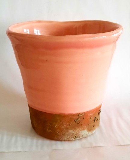 Prachtige Handgemaakte Keramische Bloempot – Roze Terracotta, Rond, Binnen, Ophalen of Verzenden, Zo goed als nieuw