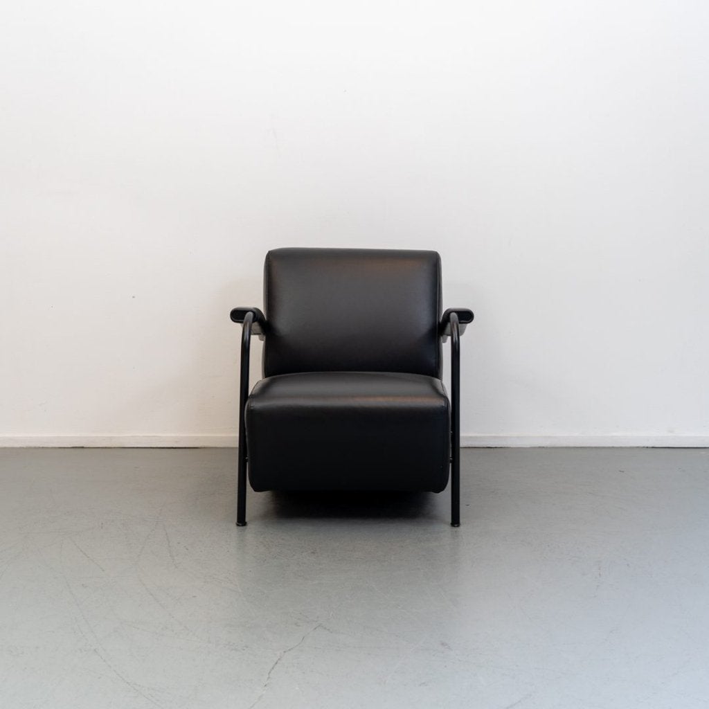 Leolux Scylla Laag Fauteuil Zwart Leer - Zwart, Huis en Inrichting, Leolux, Zo goed als nieuw, Niet ingevuld, Niet ingevuld