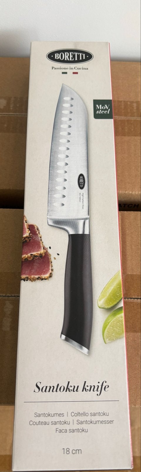 Boretti Santoku mes - 18 cm - Nieuw, Overige typen, Ophalen of Verzenden, Metaal, Nieuw