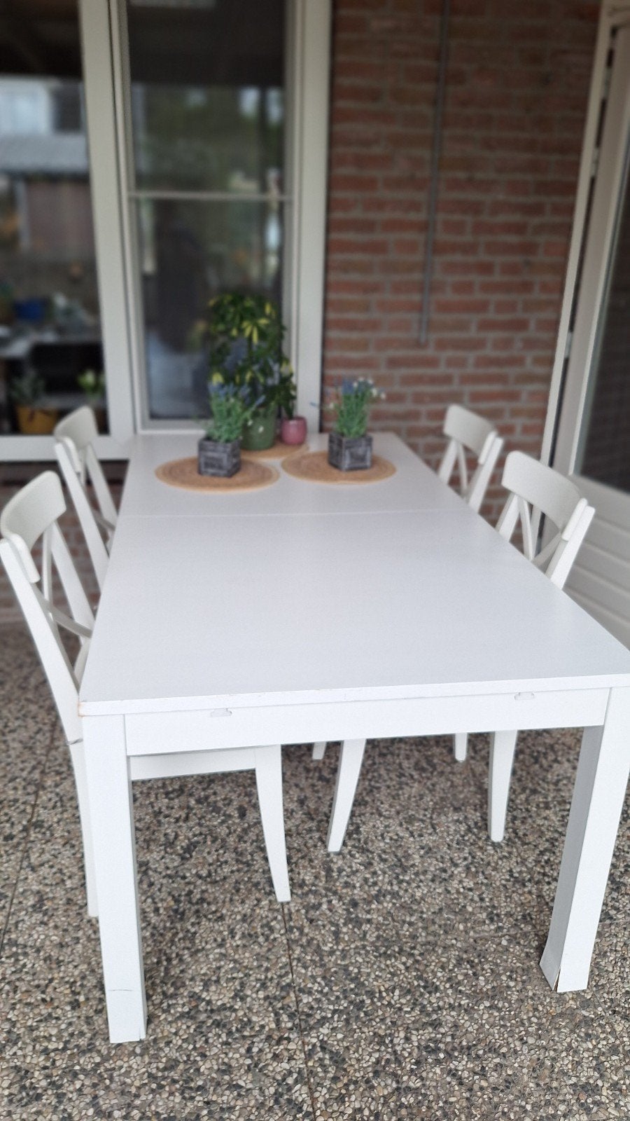 stevige tafel 170 95 uitschuifbaar tot 250 met 4 stoelen, Huis en Inrichting, Tafels | Eettafels, Ophalen, Gebruikt, 50 tot 100 cm